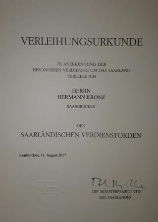 Verdienstorden Urkunde